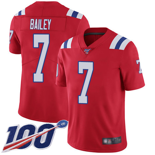 New England Patriots Football #7 Vapor Untouchable 100th Season Limited Red Men Jake Bailey Alternate NFL Jersey->youth nfl jersey->Youth Jersey